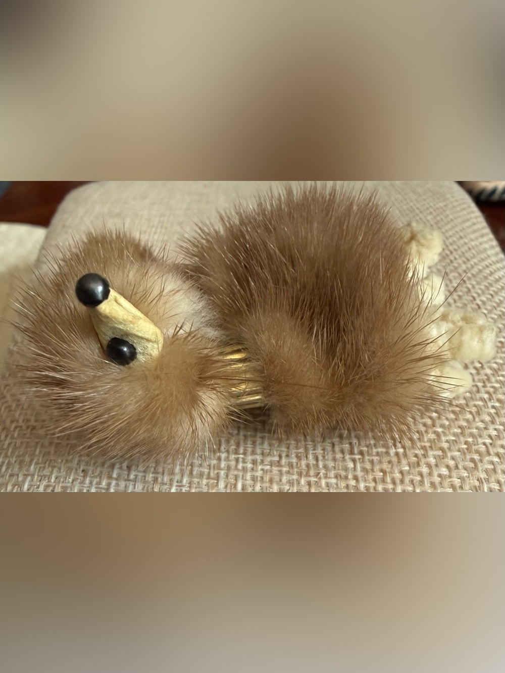 Mink Fur Fox Brooch Vintage Tan Brown - Picture 4 of 10